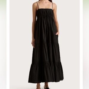 NWT FAITHFULL THE BRAND JOEN MIDI COTTON DRESS BLACK 2